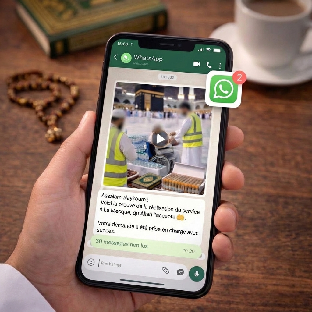 Vous recevez la preuve sur WhatsApp